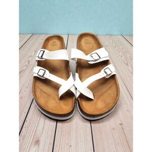 Time and Tru Women's White Comfort Slides Sandals Size 10W